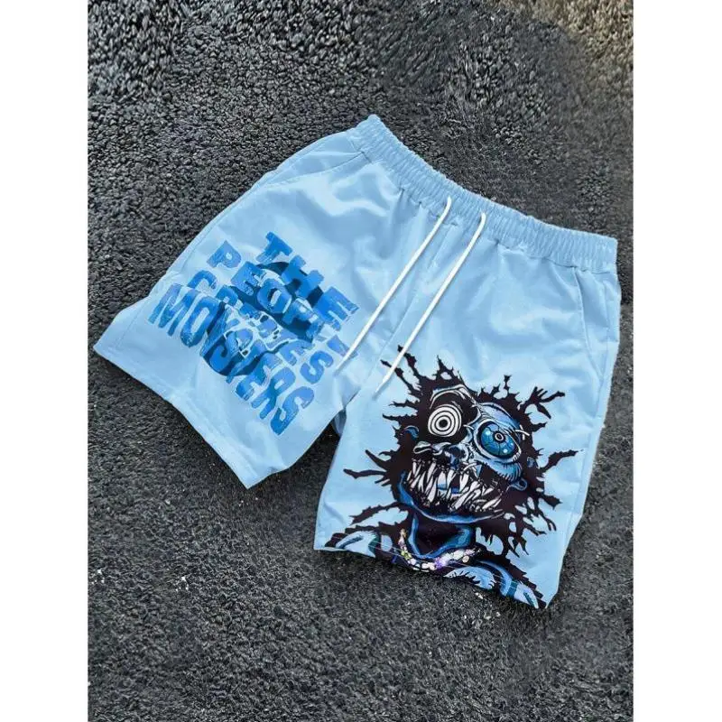 

Men's Casual ort Pants fiti Monster Cartoon Print Autumn Series plus Size Tee-acetate Fiber Ci Walk Vintage Sle