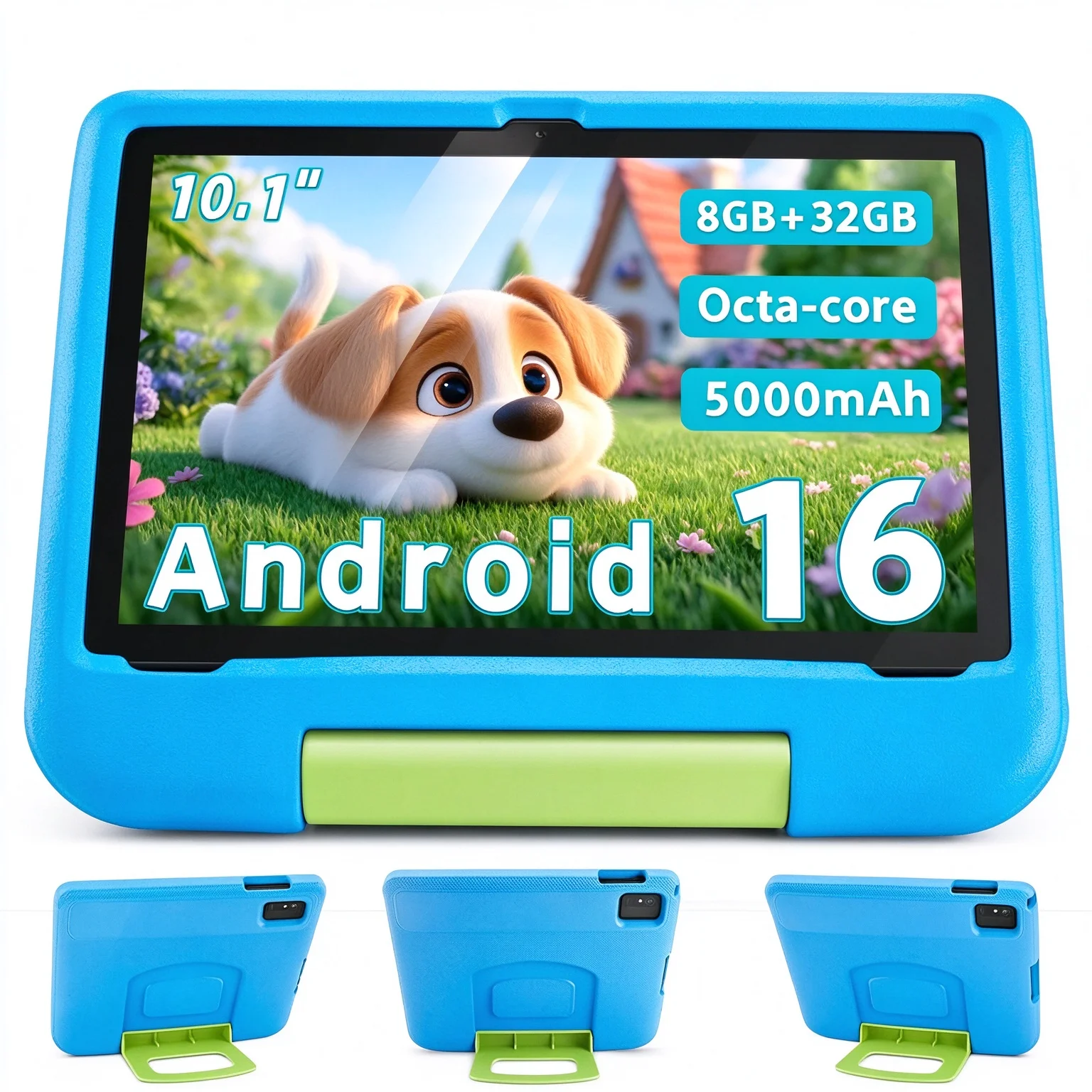 Kids Tablet, 10.1-inch Children 2026 Android 16 Tablets with Eye Protection Screen, 8GB(3+5GB) RAM 32GB Storage, 5000mAh Battery