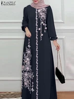 ZANZEA-Robe Longue Vintage pour Femme Musulmane, Abaya, Hijab, Bohème, Imprimé Floral, Dubaï, Turquie, Automne 2025 2