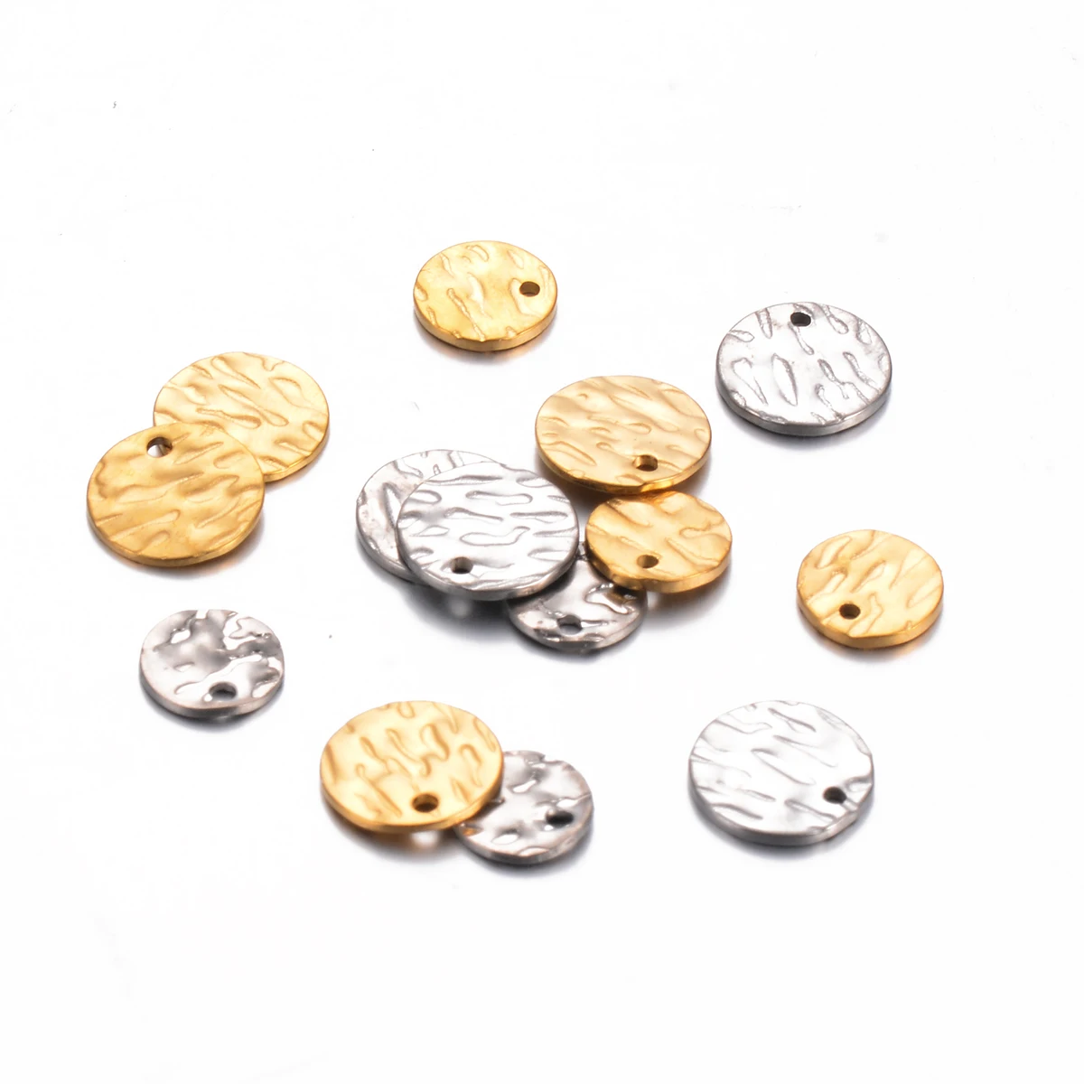 50Pcs Stainless Steel Pleated Picture Gold Silver Necklace Pendant Accessories, Suitable for DIY Jewelry Making Findings