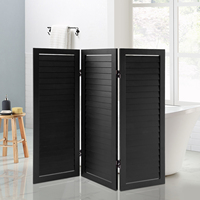 Classic Black Paulownia Wood 3-Panel Partition Screen, Folding Room Divider Fits Providing Privacy and Enhancing Decoration