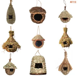19 pájaros de pájaros nido de pájaros jaula de hierba natural huevo casa de pájaros al aire libre tejido colgante de loro colgantes nido dormitorio de mascota 12 Mejores nido de aves de ventas - №11