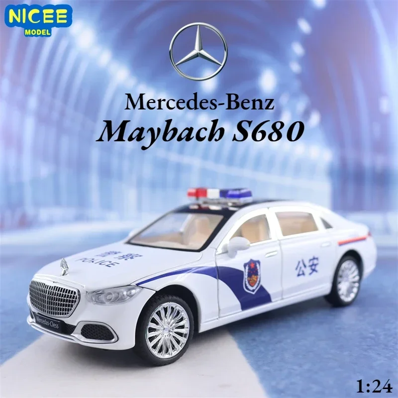 

1:24 Mercedes-Benz Maybach S680 police car Simulation Diecast Car Metal Alloy Model Car Children's toys collection gifts A636