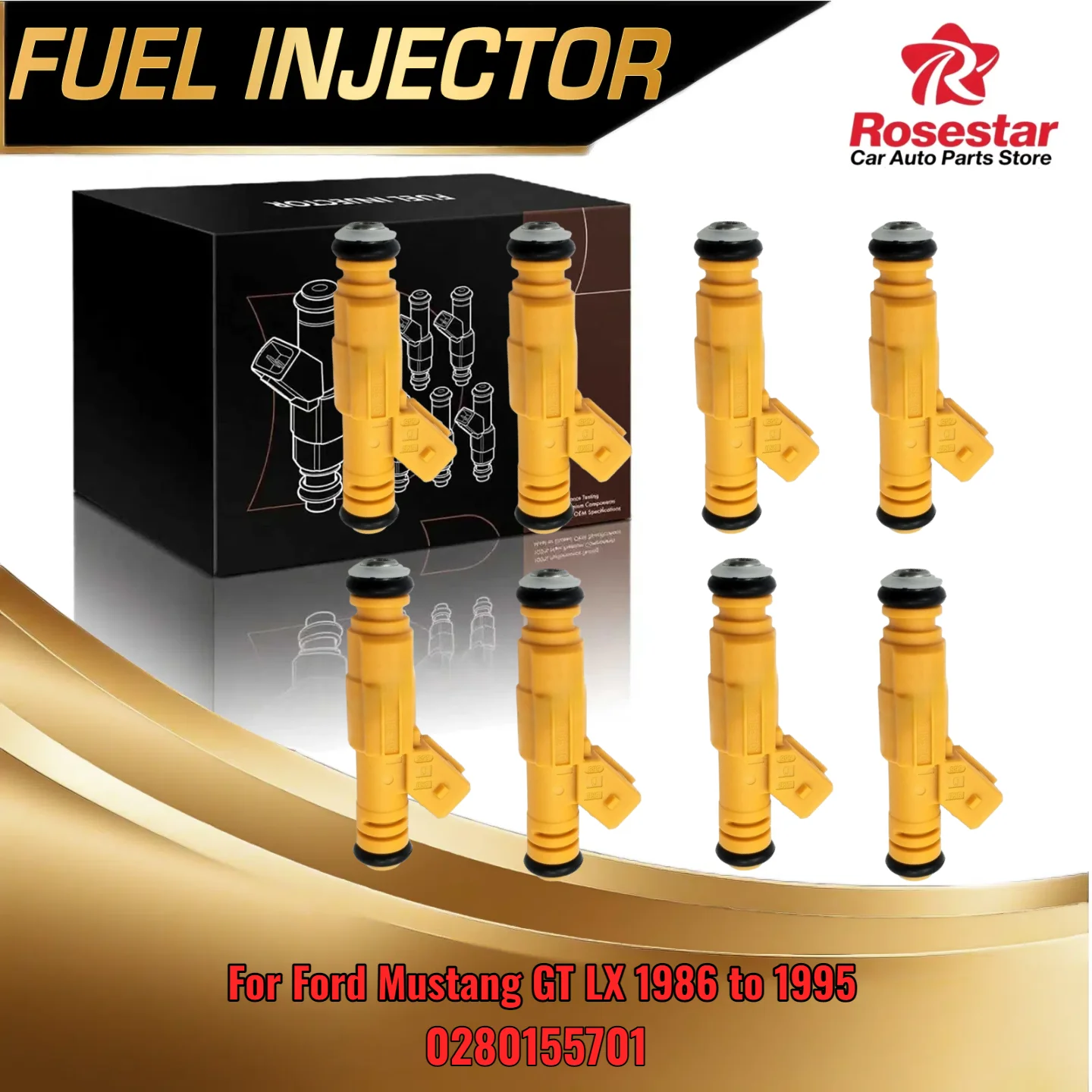 

8pcs Fuel Injector For Ford Mustang GT LX 1986 to 1995 50L V8 OHV Engine 0280155701 Replacement