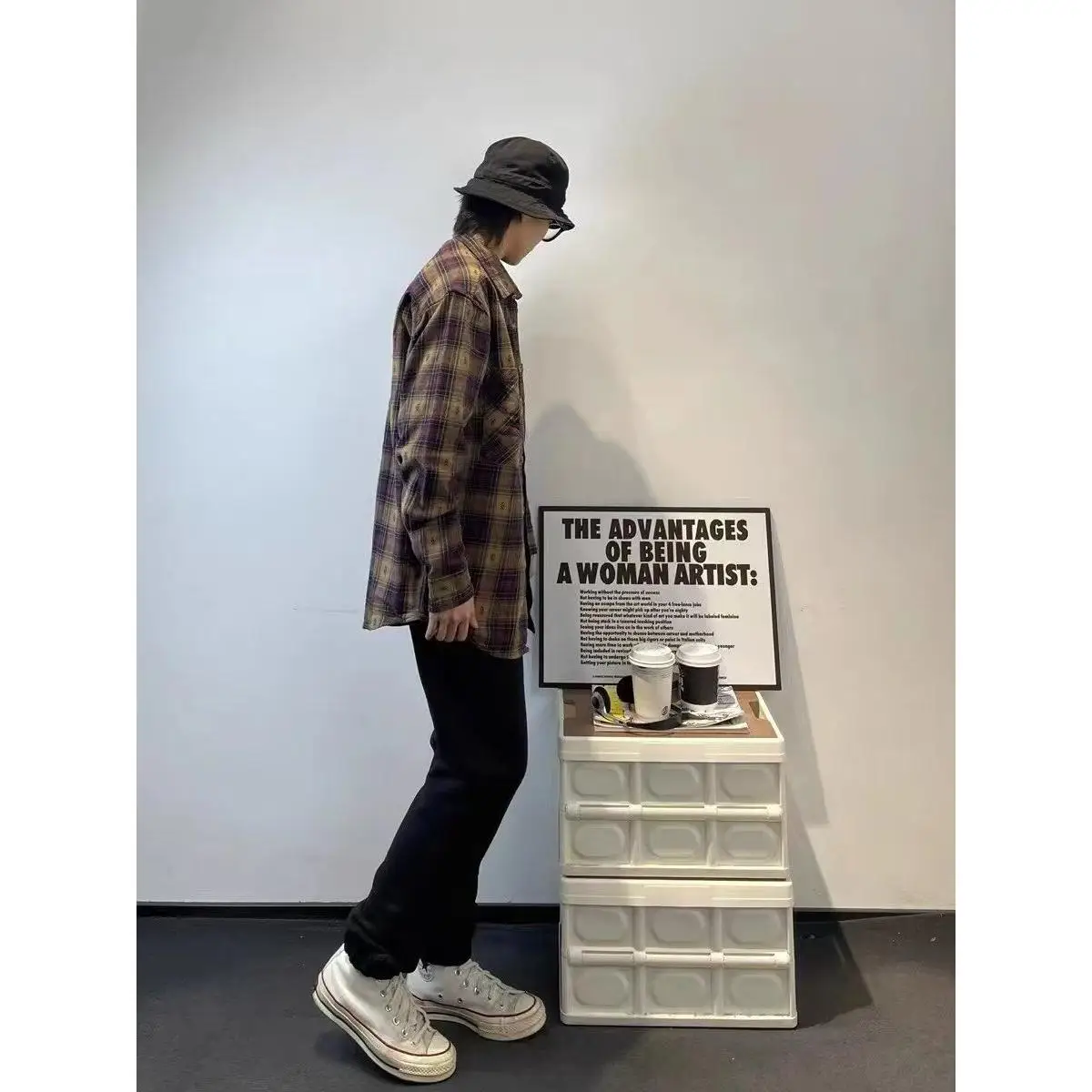 

Американский ретро-кардиган в клетку с длинными рукавами, свободный повседневный крой, весна-осень, новый дизайн, открытый фасон, полиэстер