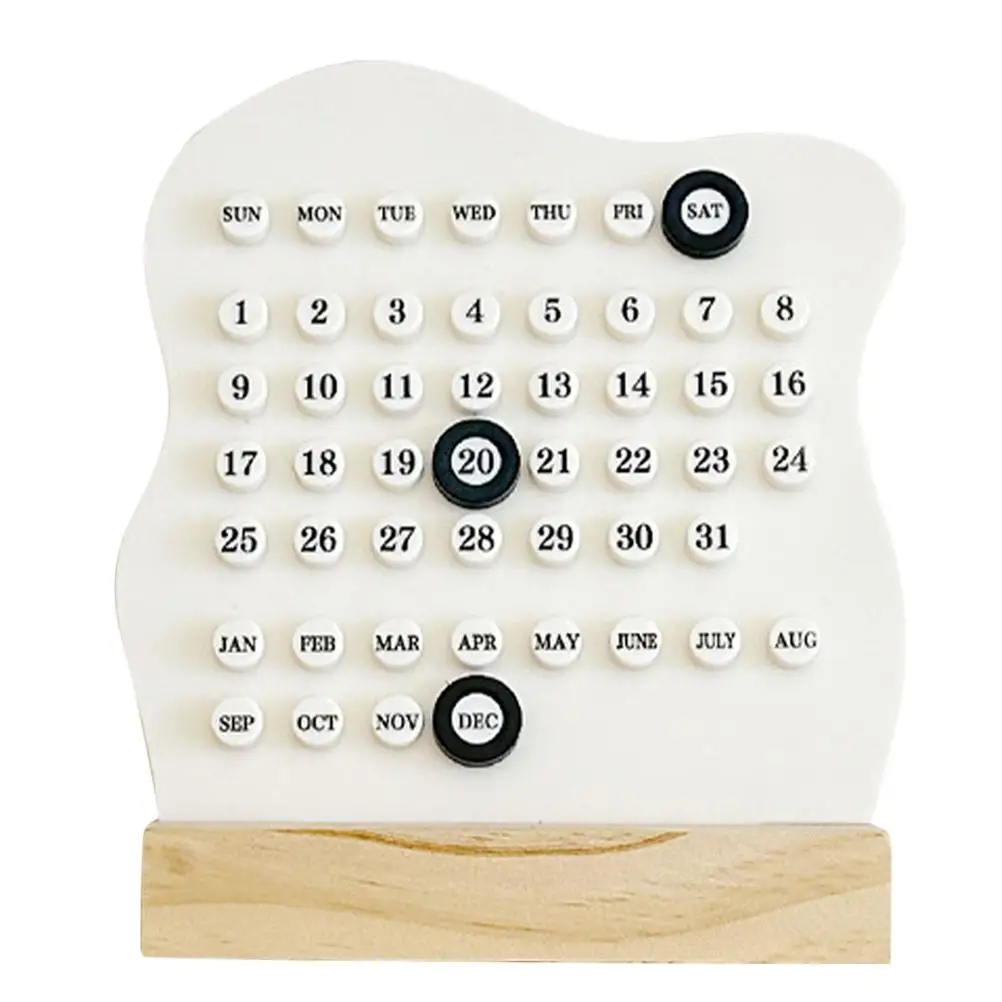 

Wooden Perpetual Desk Calendar Home Office Decor Sturdy Circular Design Precision Daily Use Standing Calendars