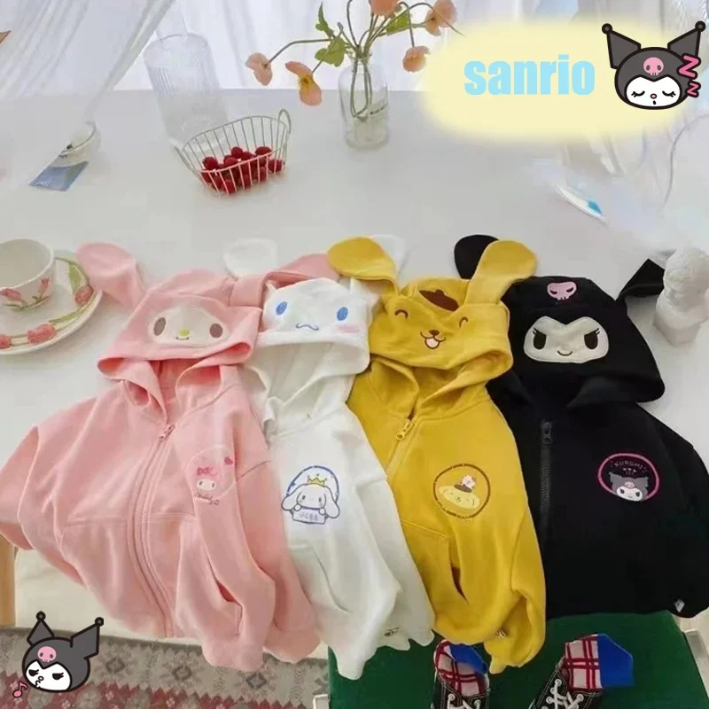 

Sanrio Kawaii My Melody Coat Kuromi Cinnamoroll Pom Pom Purin Cartoon Cute Print Hooded Sweatshirt Ins Sweet Fashion Top Clothes