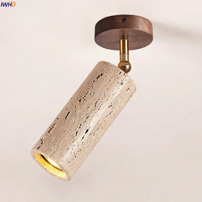 

IWHD Yellow Cave Stone LED Ceiling Lamps Living Room Kitchen Loft Porch Home Lighting Japan Wabi Sabi Ceiling Lights Plafonnier