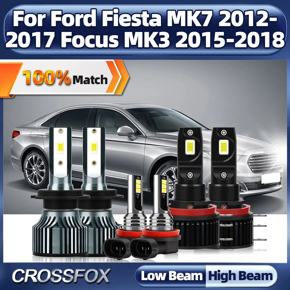 

60000LM Canbus No Error LED Headlight 360W CSP Chips Auto Lamps 12V For Ford Fiesta MK7 2012-2017 Focus MK3 2015 2016 2017 2018