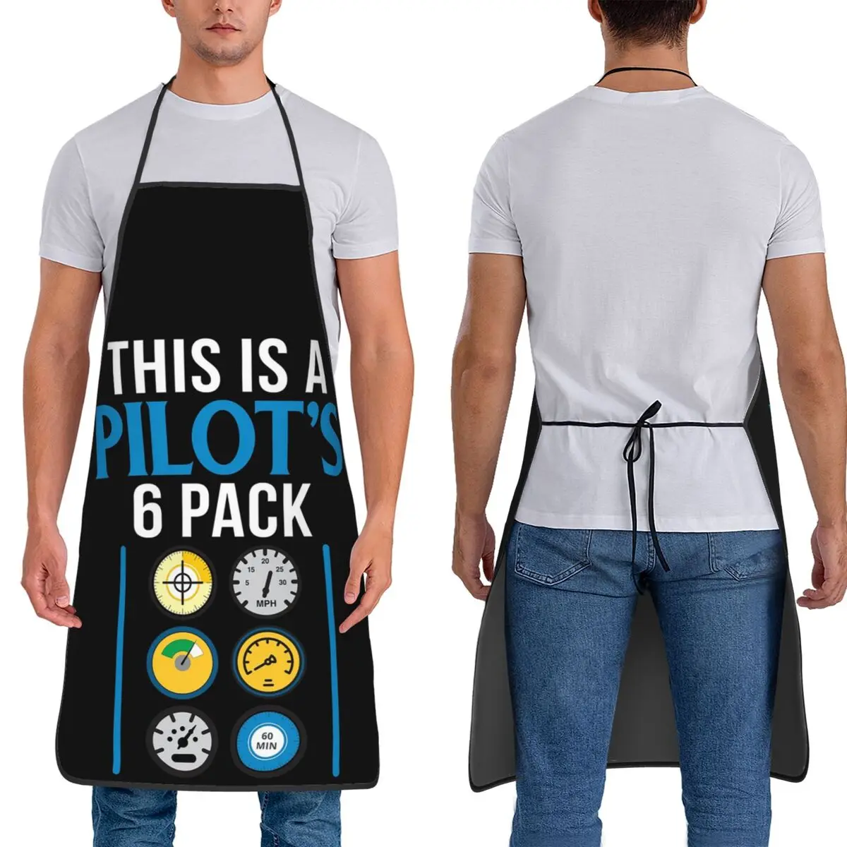 Pilot Top Airplane Six Pack Flight Instruments Aprons Chef Baking Tablier  Bib Kitchen Cleaning Pinafore for Women Men Gardening