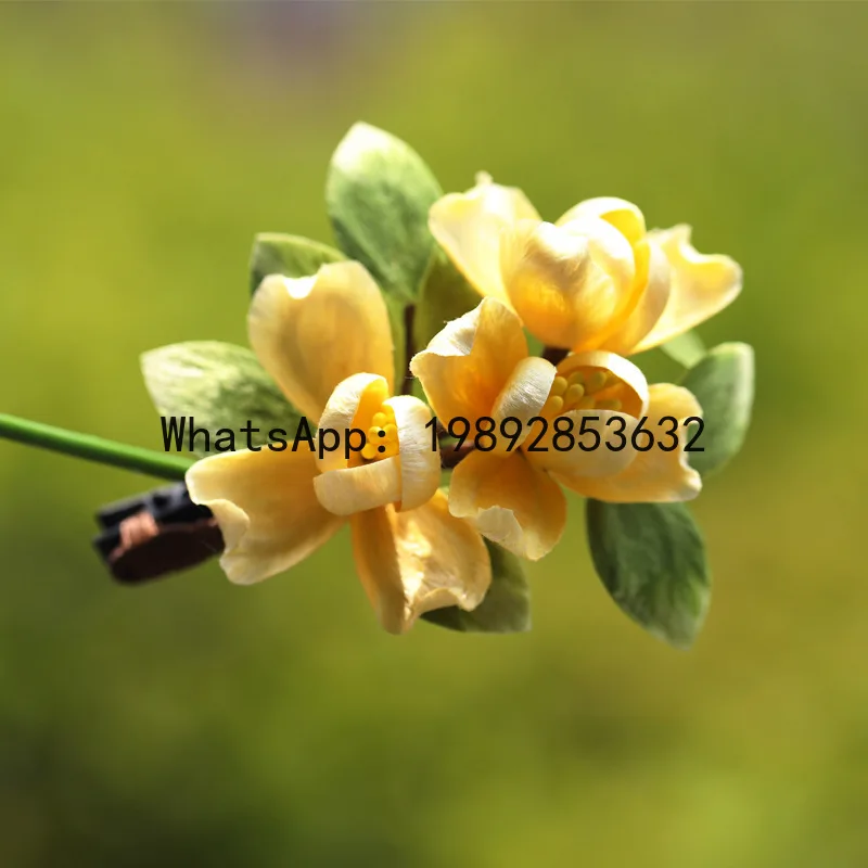 

FS handmade intangible cultural heritage silk edelweiss hairpin yellow magnolia hair accessories national style new