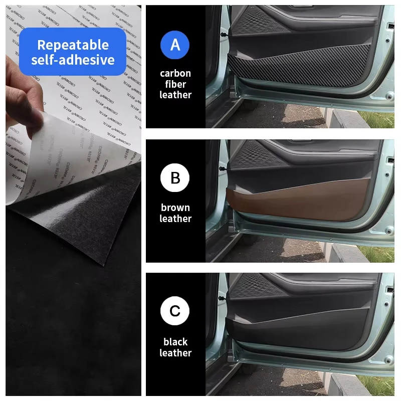 For Ford Mustang 2015 2016 2017 2018 2019 2022 2023 Door Anti Kick Cover Pad sticker Protection Mat Carbon Fiber Car Accessories