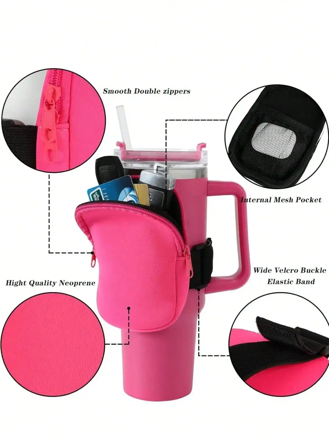 Personalized letter custom glass bag, custom water bottle bag, chenille bag water cup waist bag,Letter color random