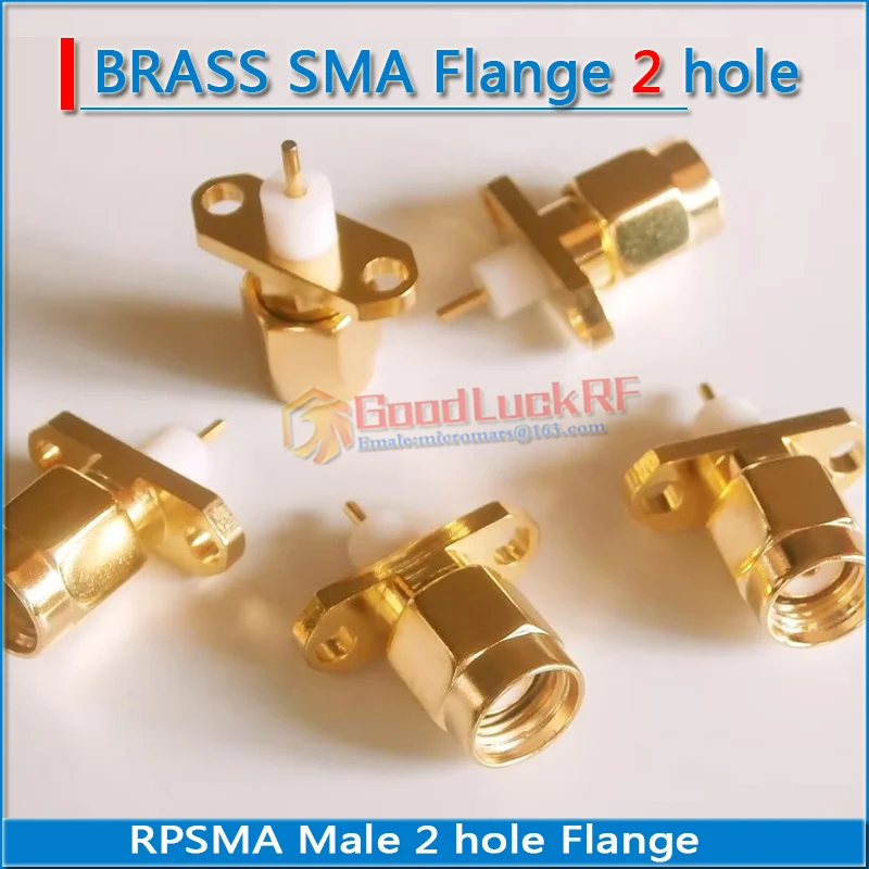 RP-SMA RPSMA RP SMA Male Rhombic With 2 hole Flange Panel Chassis Mount deck Solder PTFE copper RF Connector Coax Adapters