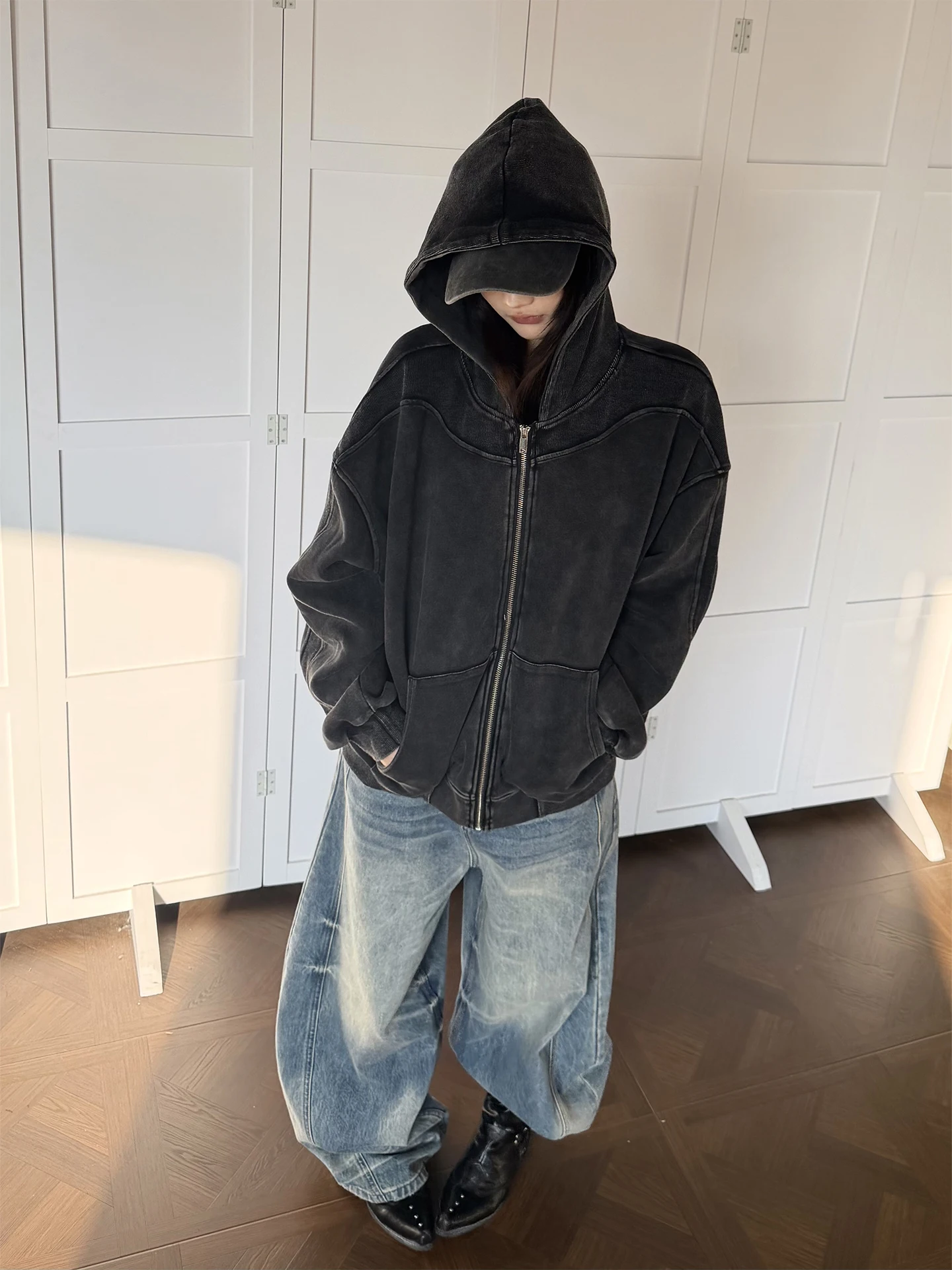 

Худи на молнии Waed Bla, повседневная свободная толстовка с капюшоном, износостойкая, с длинными рукавами, для студентов и молодежи, в американском стиле