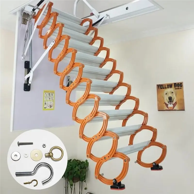 ABVG-Replacement Attic Ladder Door Pull Down Stair System Parts, Rope With Handle Hook Cord Rope Kit