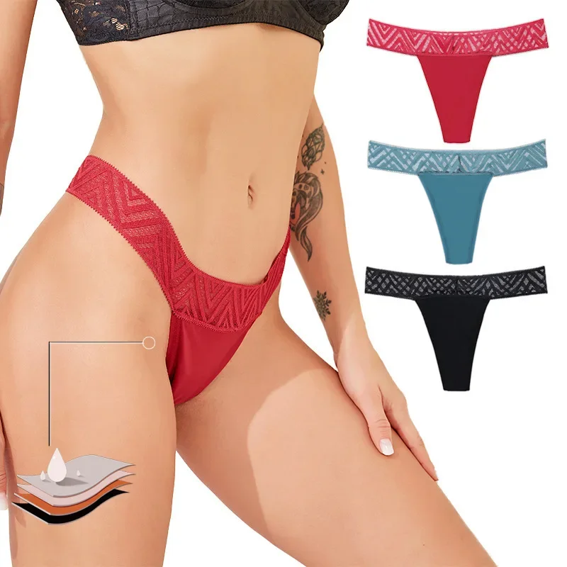 

Women's Panties Sexy Ladies 4 Layers Reusable Physiological Panties Women's Lace G-string Menstrual Panties Underwear Women New