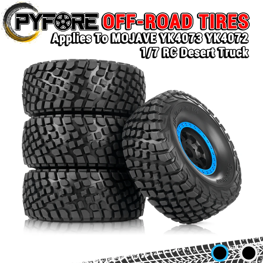 PYFORE Off-road Tires 137X55mm Adapter 17mm 4PCS for MOJAVE YK4072 YK4073 1/7 RC Model Car Desert Truck Accessories