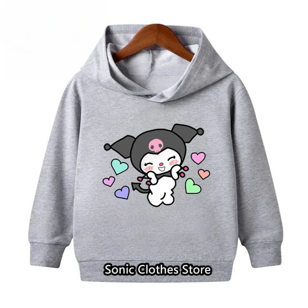 Kawaii 90s Sweatshirt Kid Hoodie Kuromi Japanese Anime Children Kuromi Sweatshirt Kids Clothes Tops Boys Girls Tee Baby Hoodies