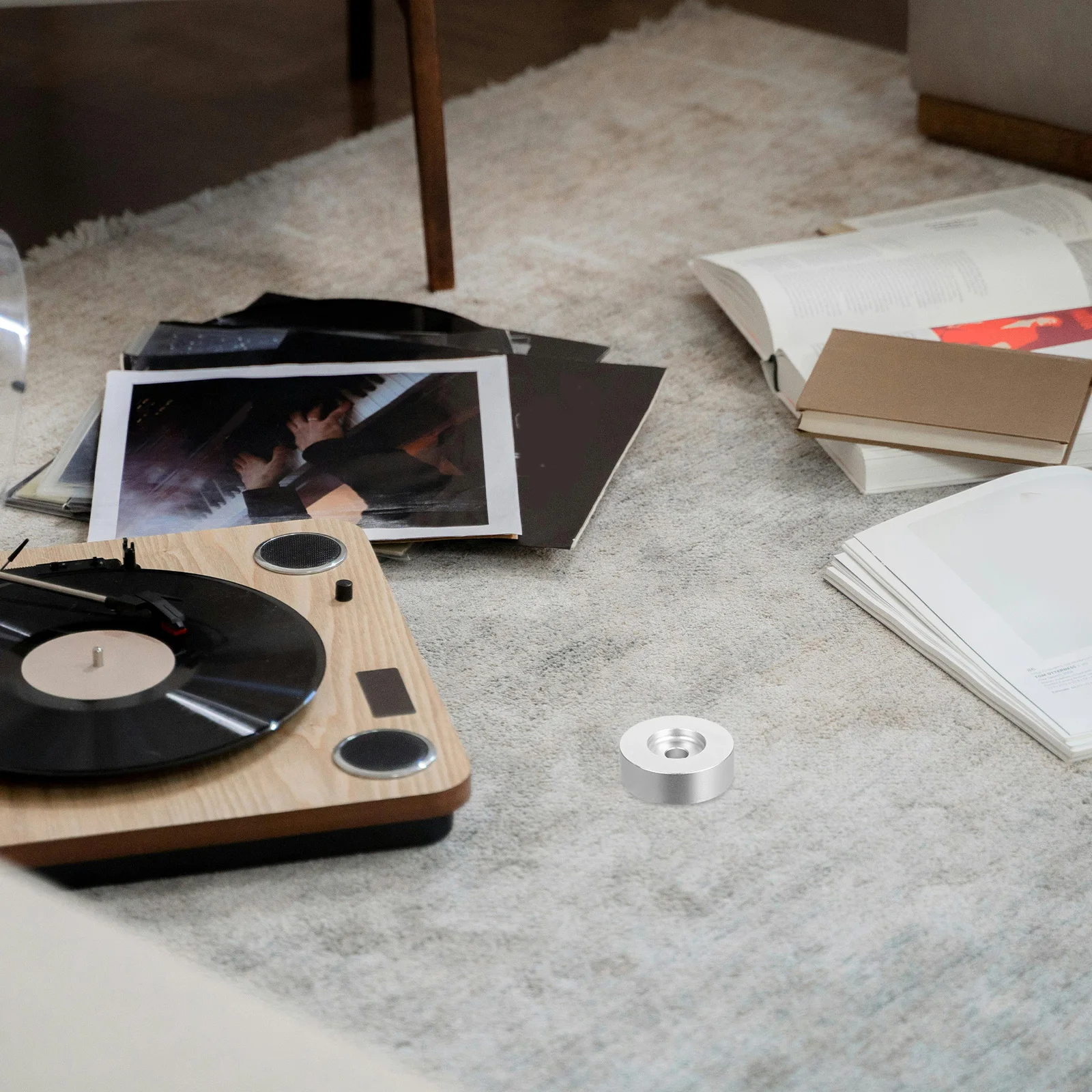 

Large Hole Vinyl Record Adapter Compatible with 45 Precise Alignment Stable Playback Turntable Stabilizer for Record