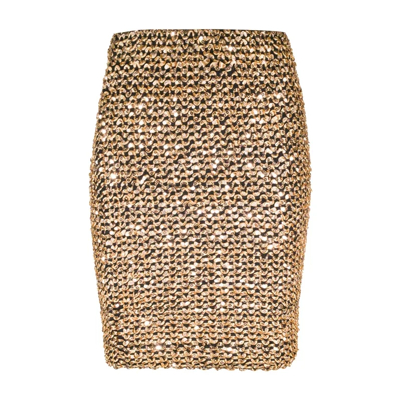 

Women's Sexy High Waist Slim Gold Sequined Mini Bodycon Bag Hip Shiny Pencil Skirt Office Lady Party Girl Saia Short Wrap Skirt