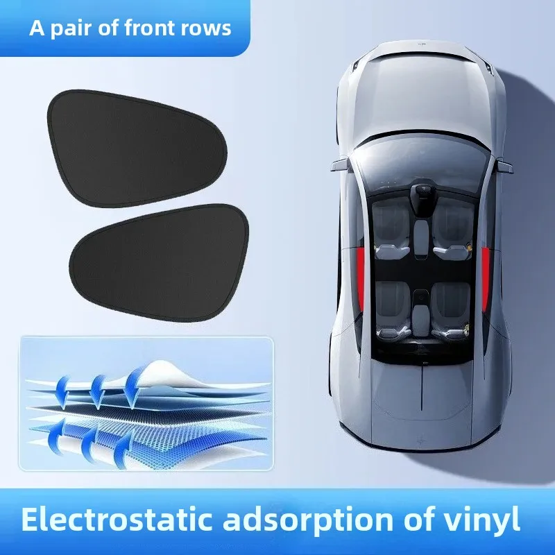 Electrostatic Sun Visor for Car Side Window 4-Layer Sun Shade Curtains Anti-Glare UV-Blocker Auto Sun Protection Cover