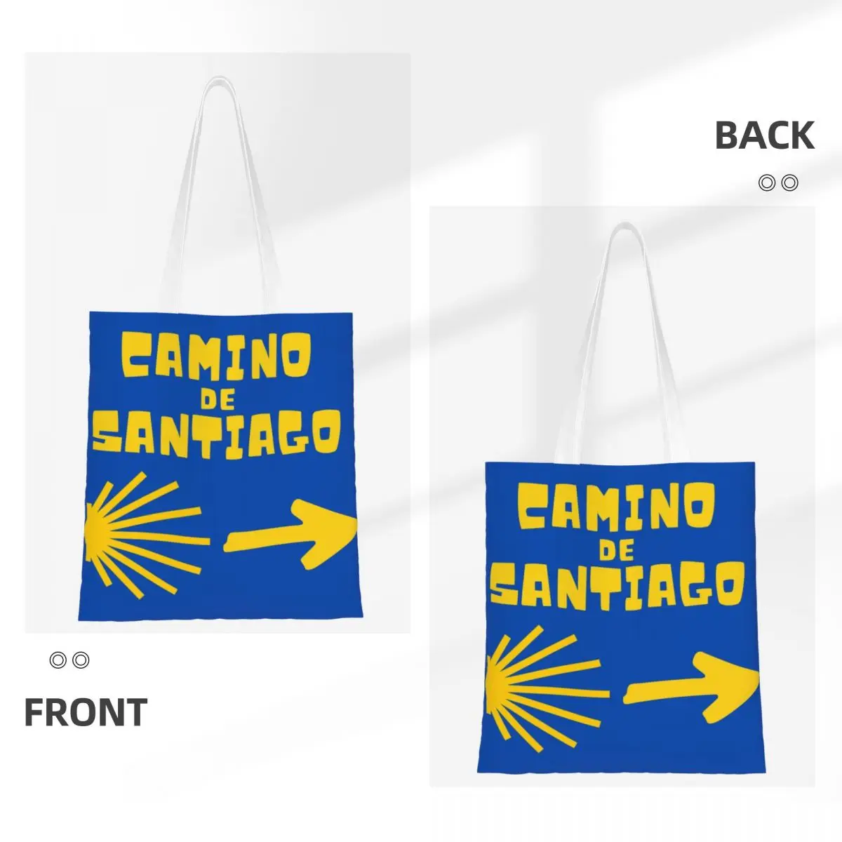 Custom Recycling Camino De Santiago Shopping Bag Shoulder Canvas Tote Bag Durable Pilgrimage To Spain Groceries Shopper Bags