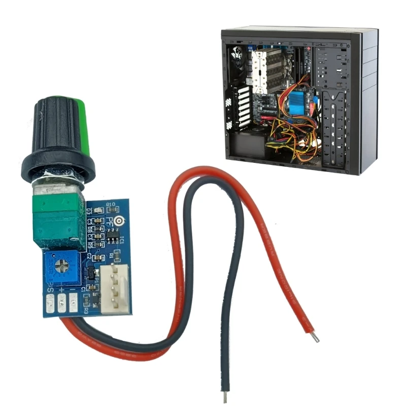 Controlador de velocidad del ventilador PWM ajustable con interruptor de perilla, regulador de velocidad del ventilador de 4 cables, reducción de ruido, 12V