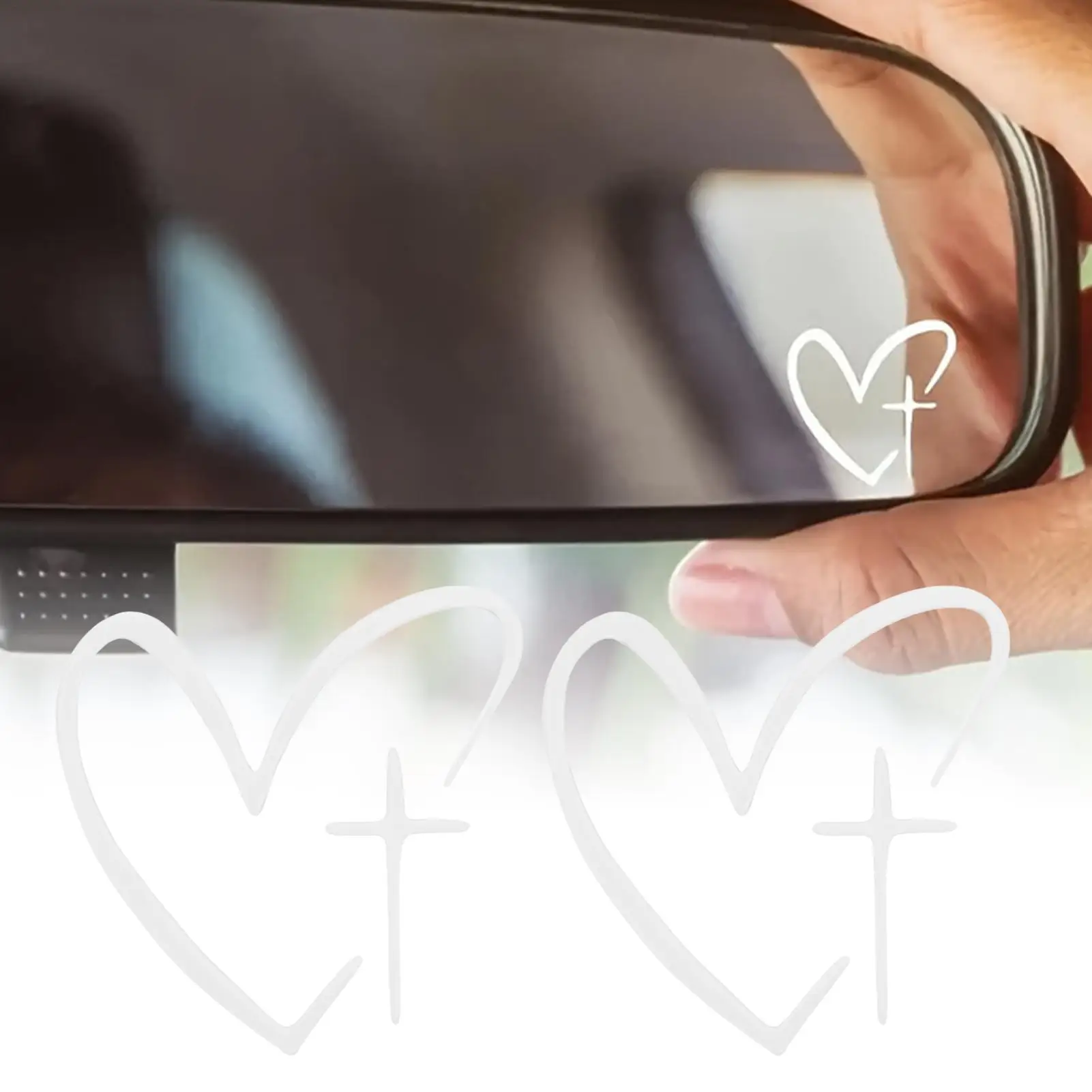 Stickers for Cars Heart Shape Long Lasting Cute Car Decals for Rear View Mirror for Vehicles Trailer RV Automotive Sedan Pickup