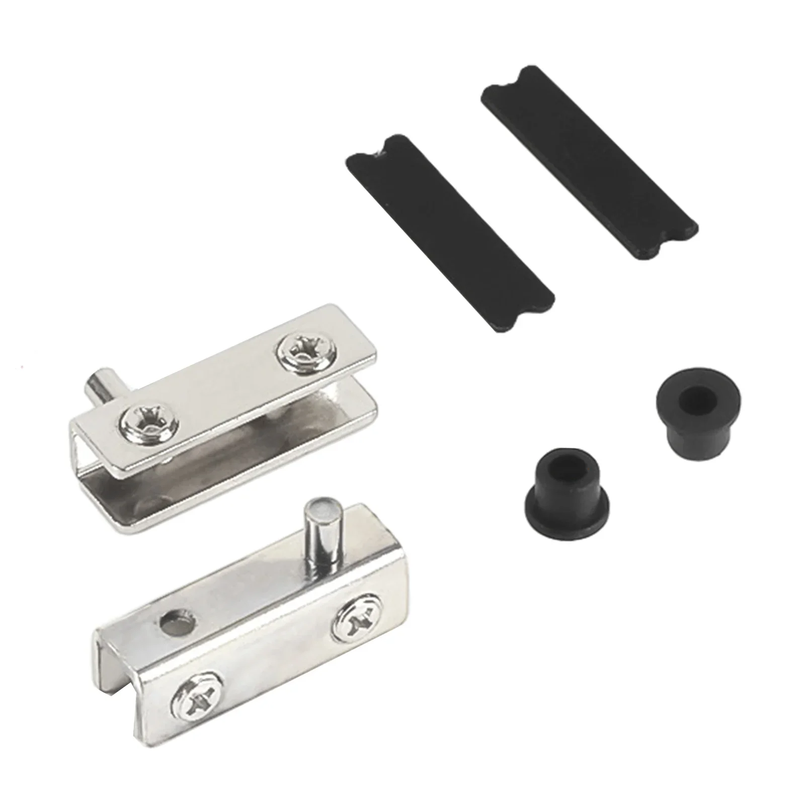 2Set Stainless Steel Glass Door Hinges Kit Rust-Proof No Drilling Rubber Pads Cabinets Door Hinges For 5~6mm Glass Home Hardward