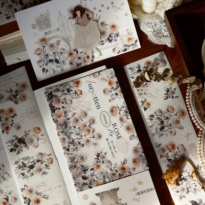 60 مللي متر * 6 متر نافذة زهرة عتيقة منظر طبيعي شريط PET إبداعي لتقوم بها بنفسك مجلة المواد مجمعة سجل القصاصات القرطاسية #5