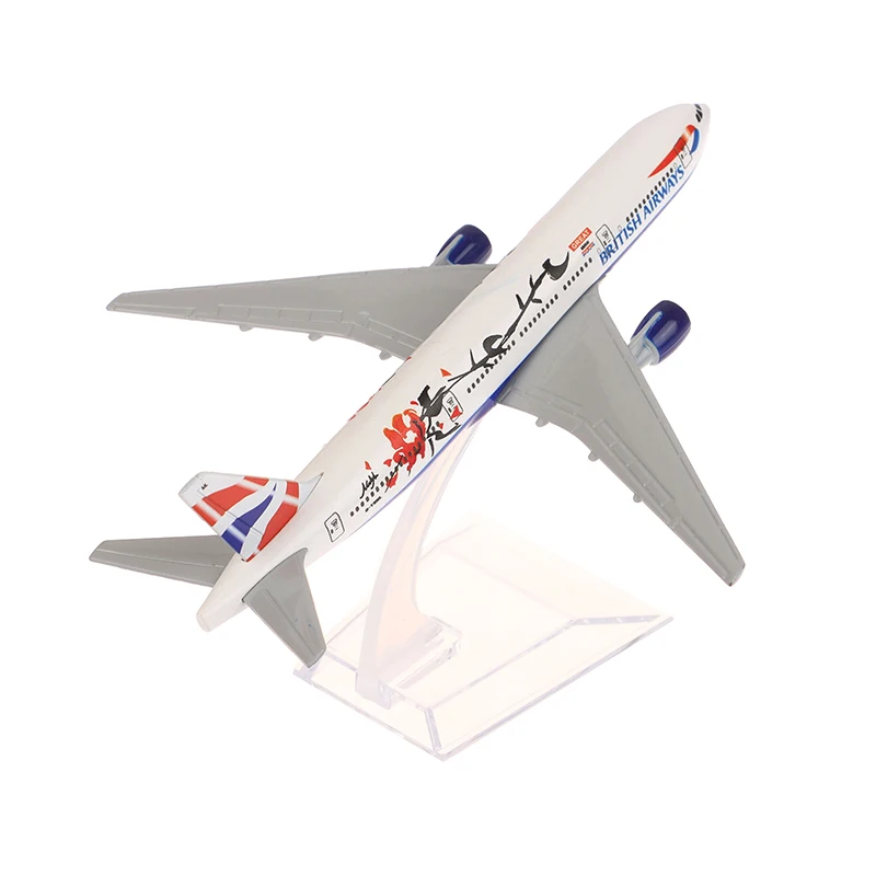 16CM British Plum Blossom 777 Airliner Alloy Airplane Model Scale 1:400 Metal Airplane Replica Diecast Aircraft Toy For Boys