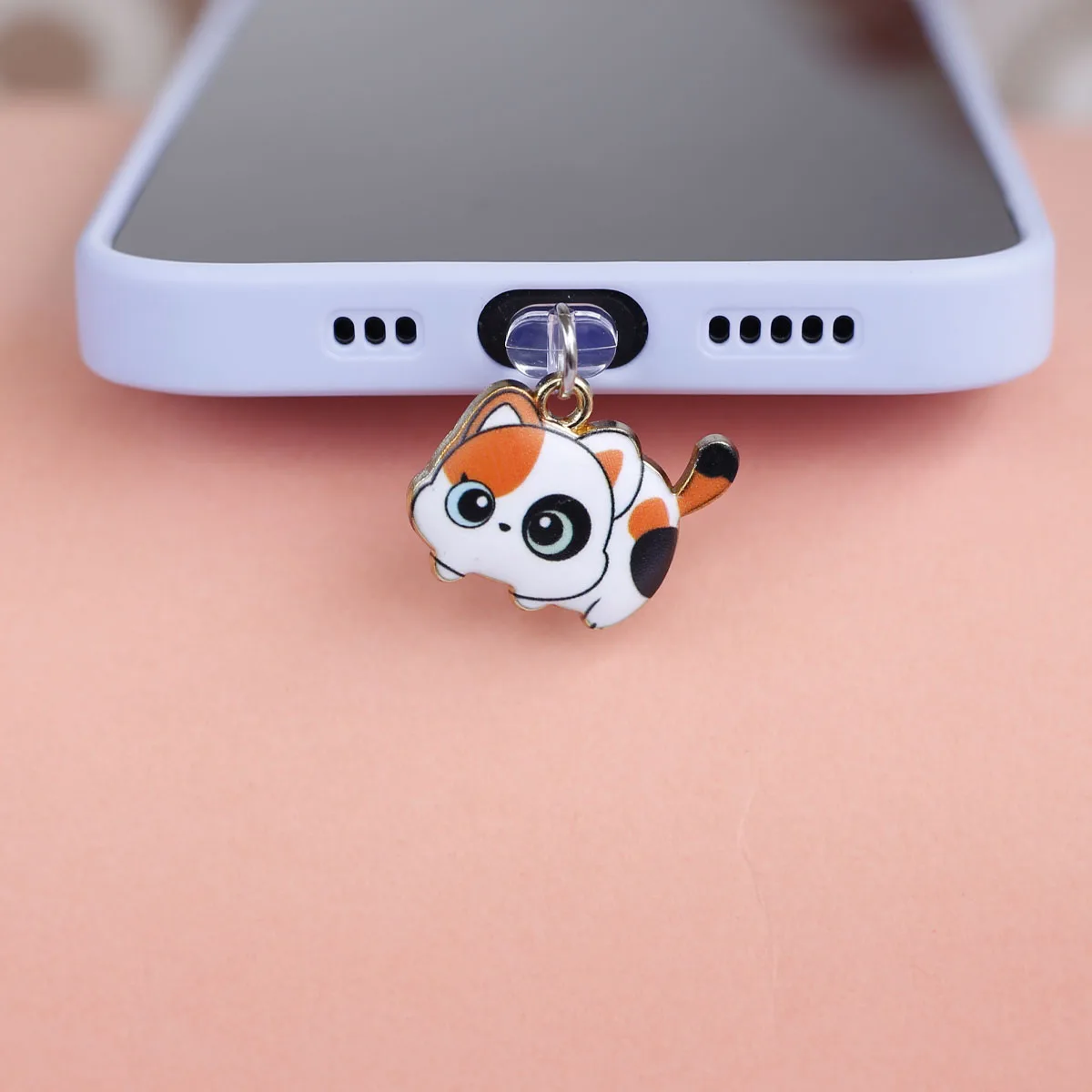 Niedlicher Katzen-Handy-Staubschutz-Anhänger in Mehrfarbig, aus Legierung, Zubehör-Dekoration für iPhone und Type-C-Anschlüsse, Geschenk-Lanyard – Detail 10