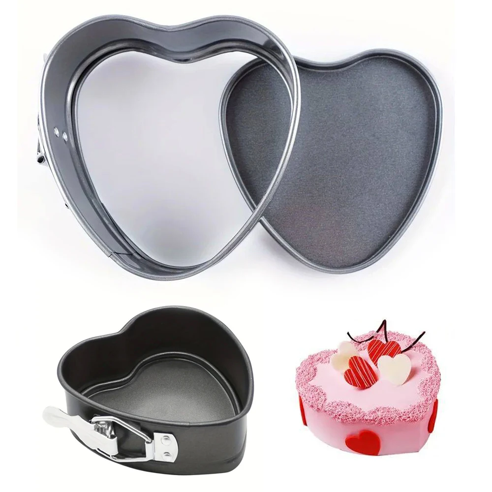 1PC Baking Pan Heart Detachable Bottom Nonstick Baking Pans Spring Form For Cheesecake Fried Eggs Pudding MoldCake MoldTier TMZ