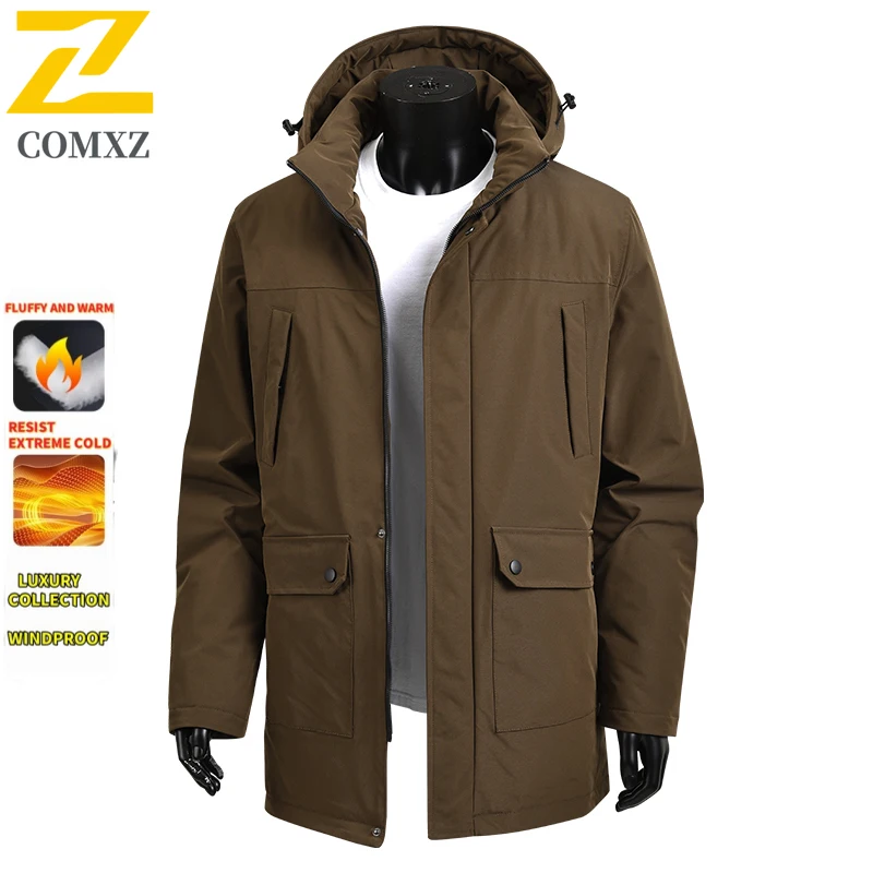 

Men's Extremely Cold Warm Parka Winter Retro Multi-Pocket Cargo Jackets Men Long Snow Coat 2025 Casual Windproof Padded Jacket