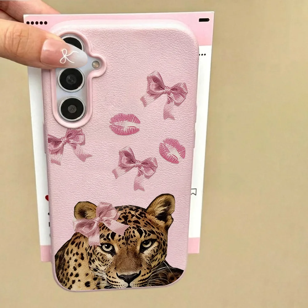 Bow Lychee Pattern Phone Case For Samsung A17 A16 A57 A56 A37 A36 A55 A35 A26 A15 S26 S25 S24 S23 Ultra Shockproof Soft Cover
