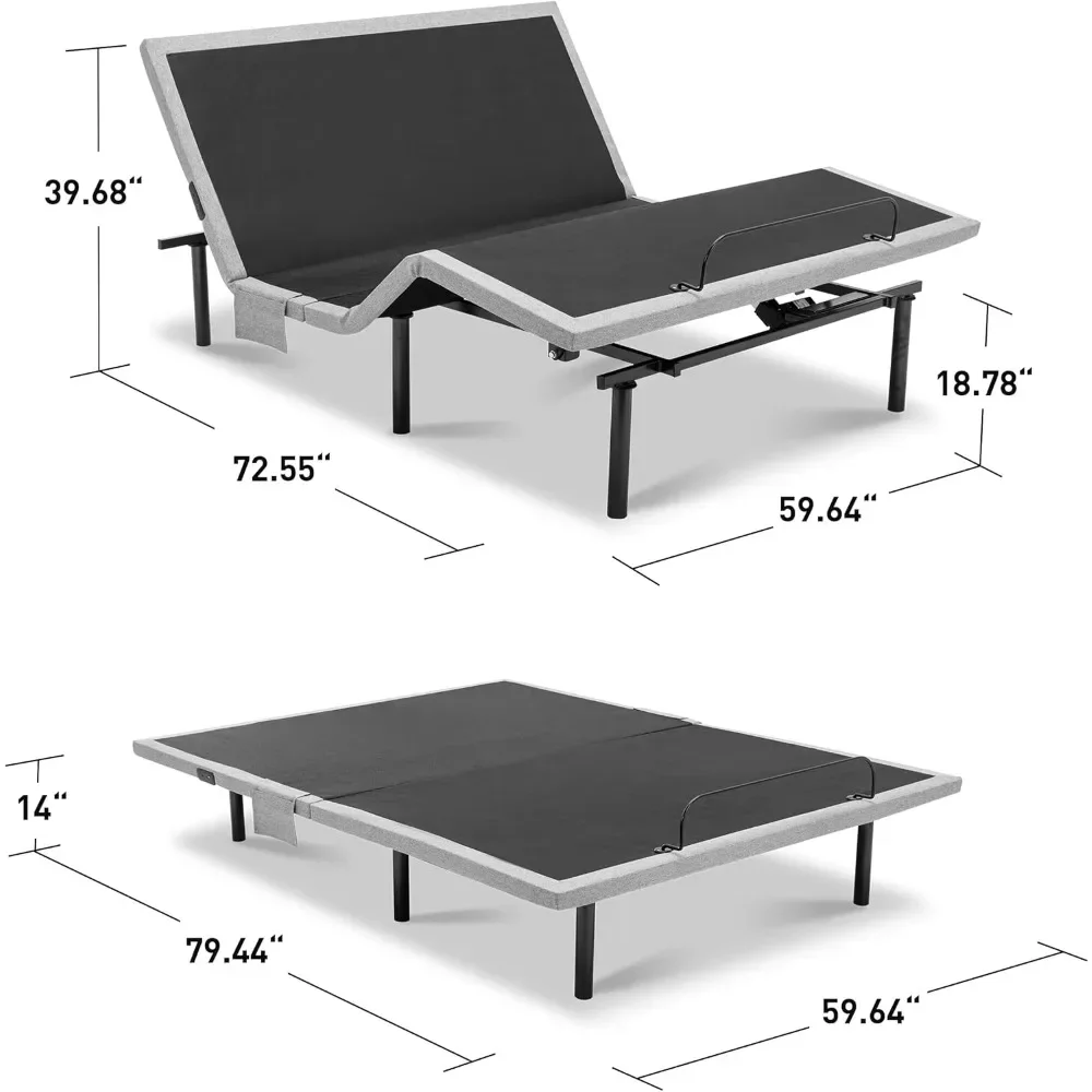 Bed Frame Queen Size with Massage Zero Gravity Electric Bed with Wireless Remote Head and Foot Incline Bed Frame