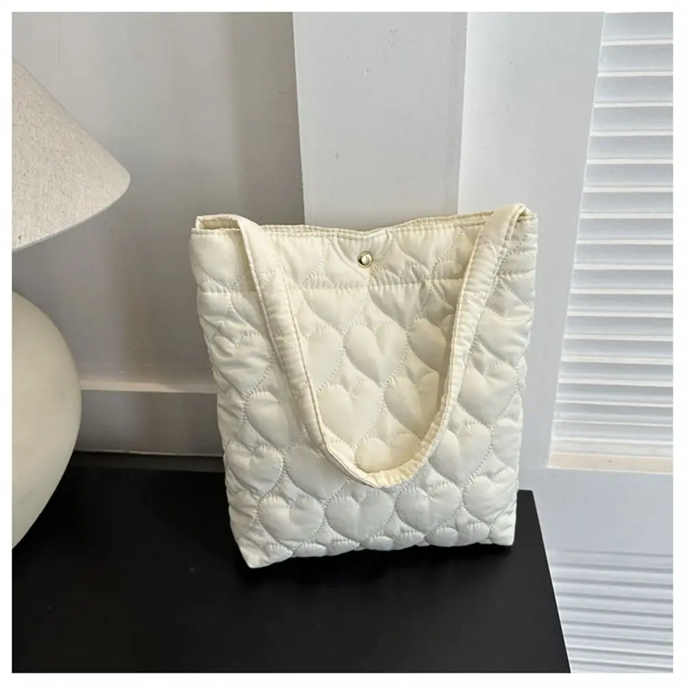 Quilted Shoulder Bags Casual Down Cotton Padded Large Capacity Shopping Bags Solid Color Handbags Women Girls