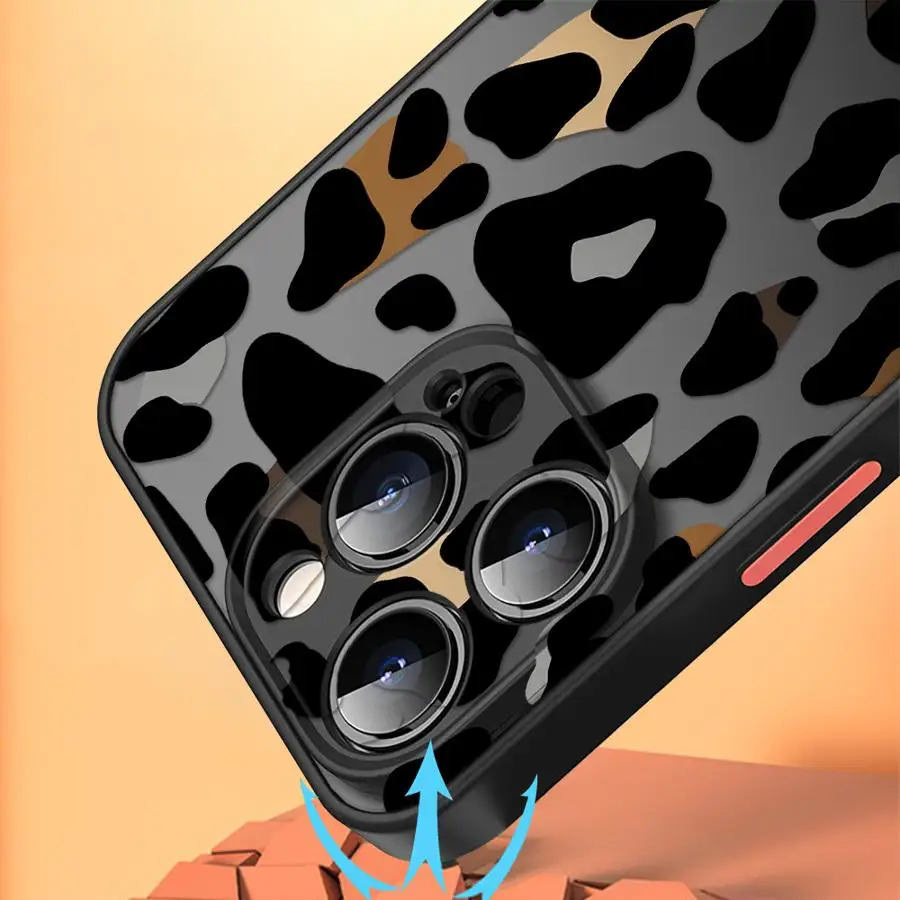 Custodia morbida per Apple iPhone 12 13 11 Pro Max 15 16 14Plus XS Max 7 8 13 Mini Leopard Art