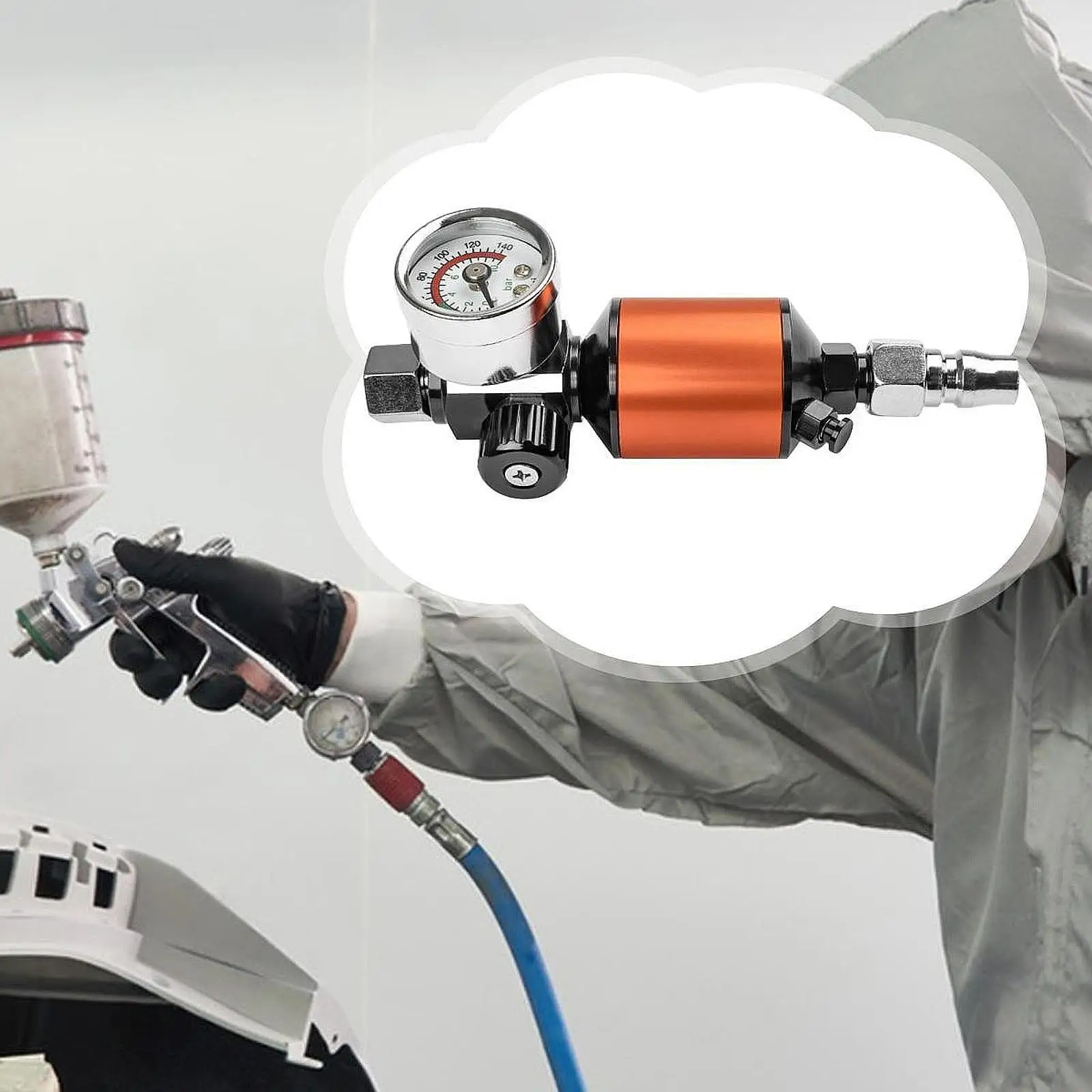 Paint Sprayer Pressure Regulator Portable Accessories, Water Separator Durability, Air Filter Regulator, 1/4