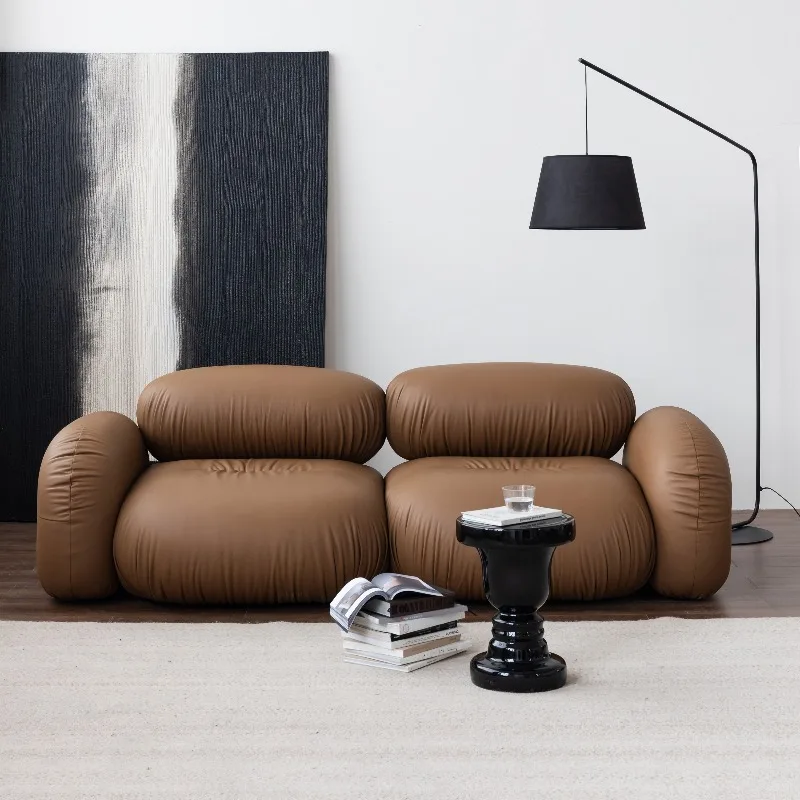 

Medieval double triple leather sofa, living room homestay reception