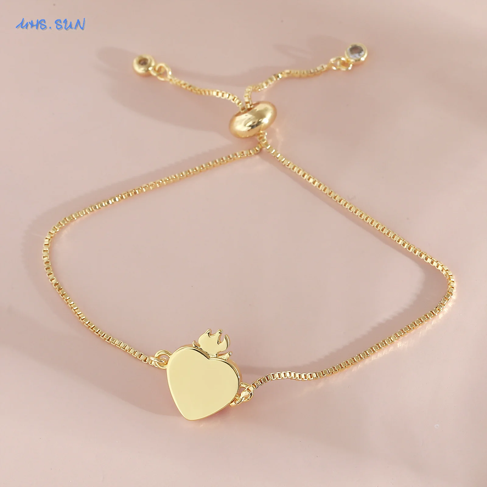 MHS.SUN Sacred Heart of Jesus Bracelet For Women Girls Thorn Flame Design Adjustable Bracelets Catholic Jewelry Party Gift