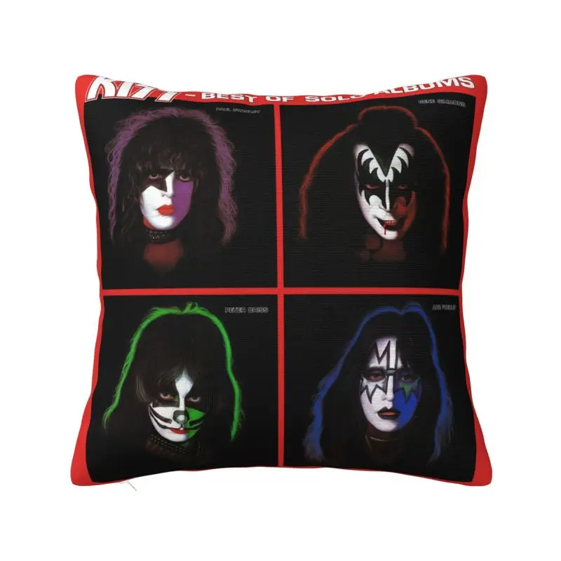 Custom Fashion Kiss Rock Roll Cushion Covers 40x40cm Soft Gorgeous Metal Heavy Band Throw Pillow for Sofa Square Pillowcase