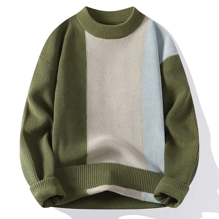 

Men's Long Sleeve Anti-Pilling Pullover Sweaters Multi-Color Round-Neck Knitted Zipper Closure Button for Winter Europe America