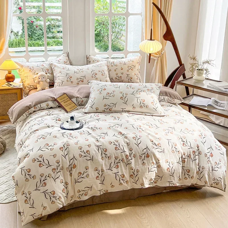 

High Quality Floral Printed 100% Polyester King Size Bedding Set Cozy Breathtable Duvet Cover Set with Sheets Blanket Cover Sets