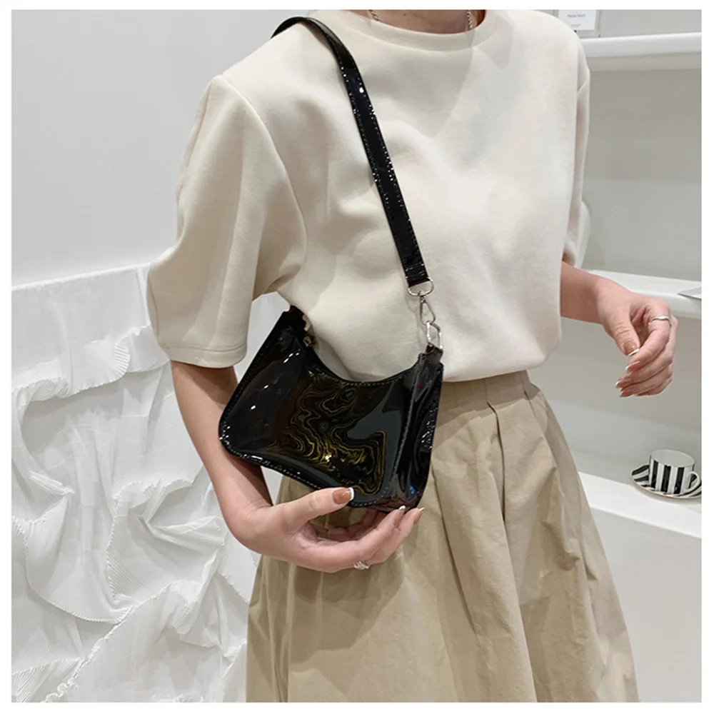 Fashion Vintage Ladies Jelly Solid Color Clear Underarm Bag Mobile Phone Shoulder Bag Casual Women Hobos Handbags Purse