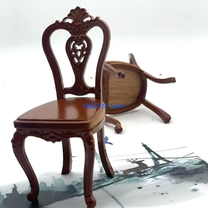 

Q0KB Miniature Wooden Chair For 1/12 Dollhouses And Scene Display Decoration Furniture