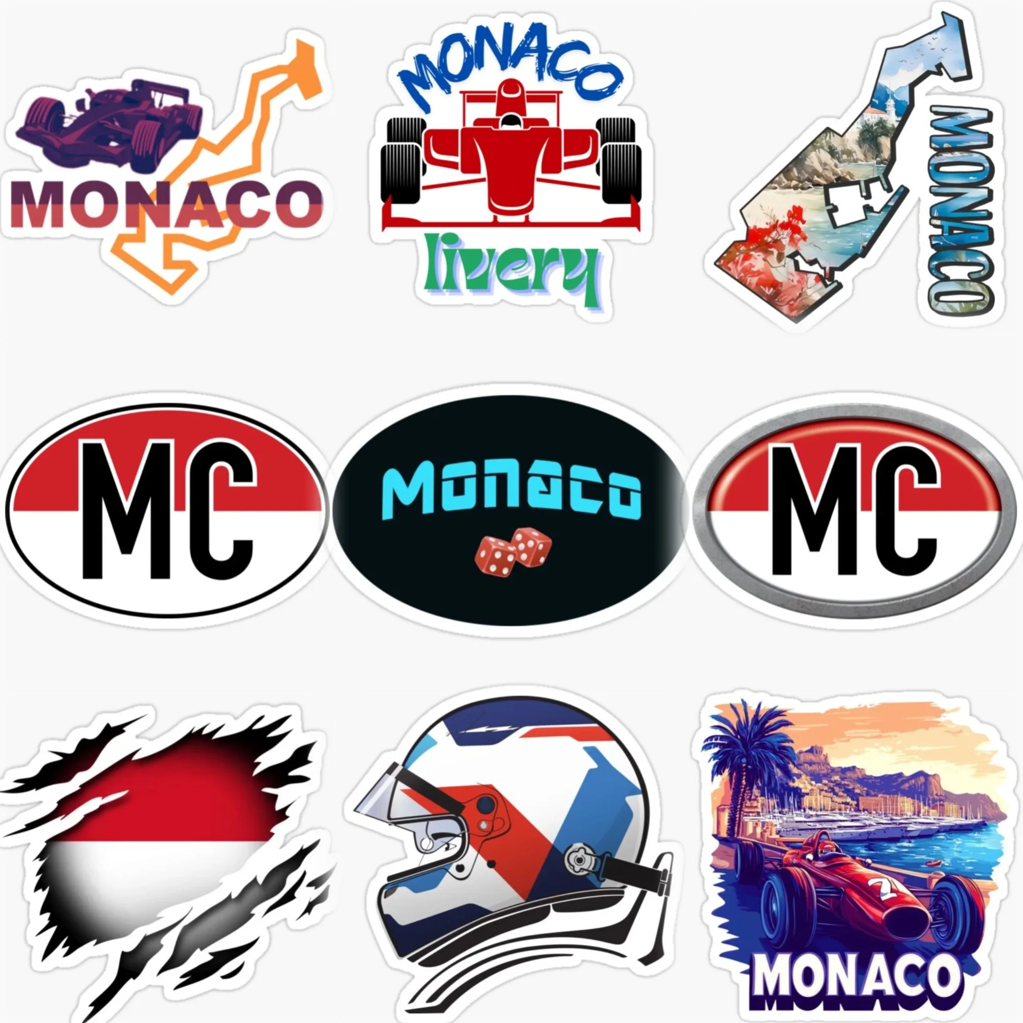 

MC Monaco Flag Map Emblem Racing PVC Car Stickers for Car Bicycle Motorcycle Helmet Bumper Wall Decal Customizable Size
