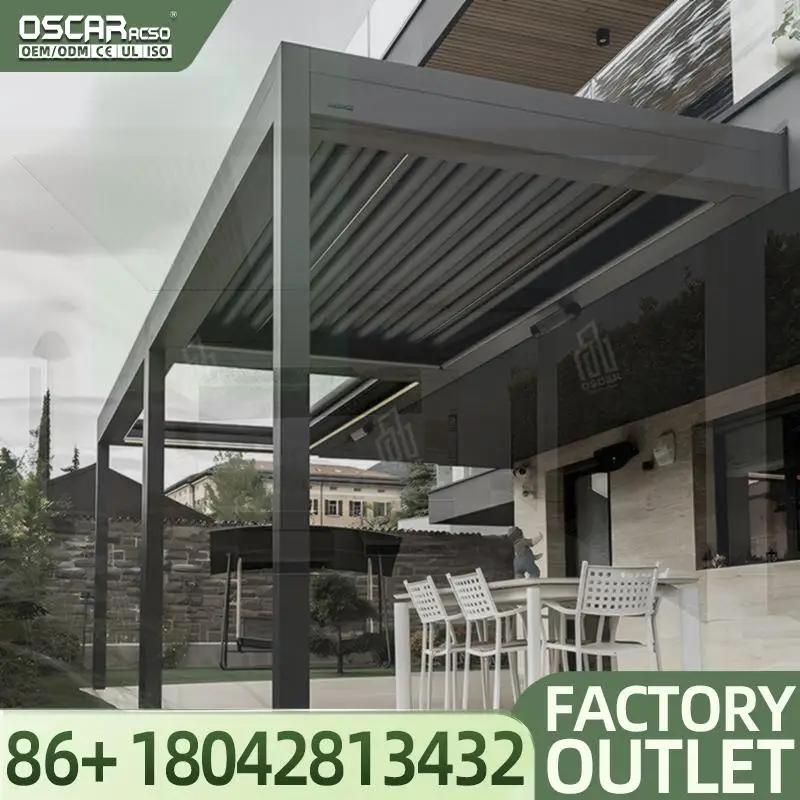 Luxury Waterproof Motorized Aluminium Garden  with Customizable Size for Outdoor Backyard Patio in European Regions Pergola