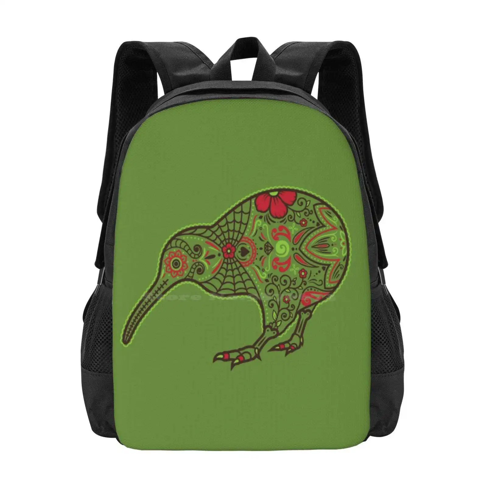 Day Of The Kiwi Hot Sale Schoolbag Backpack Fashion Bags Kiwi Bird New Zealand Sugar Skull Mexican Mexico Animal Day Of The